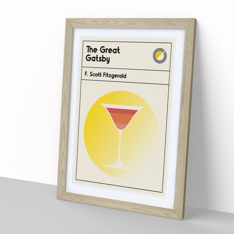 Book Cover the Great Gatsby F. Scott Fitzgerald - Picture Frame Graphic Art, 36cm H x 27cm W x 2cm D, Oak