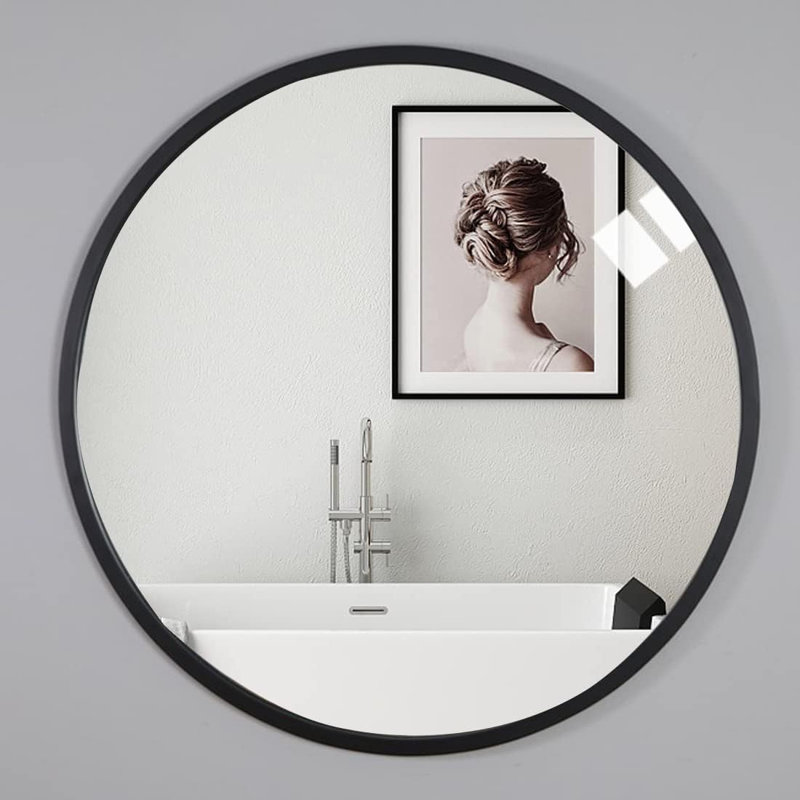 Aluminium Round Mirror, Black