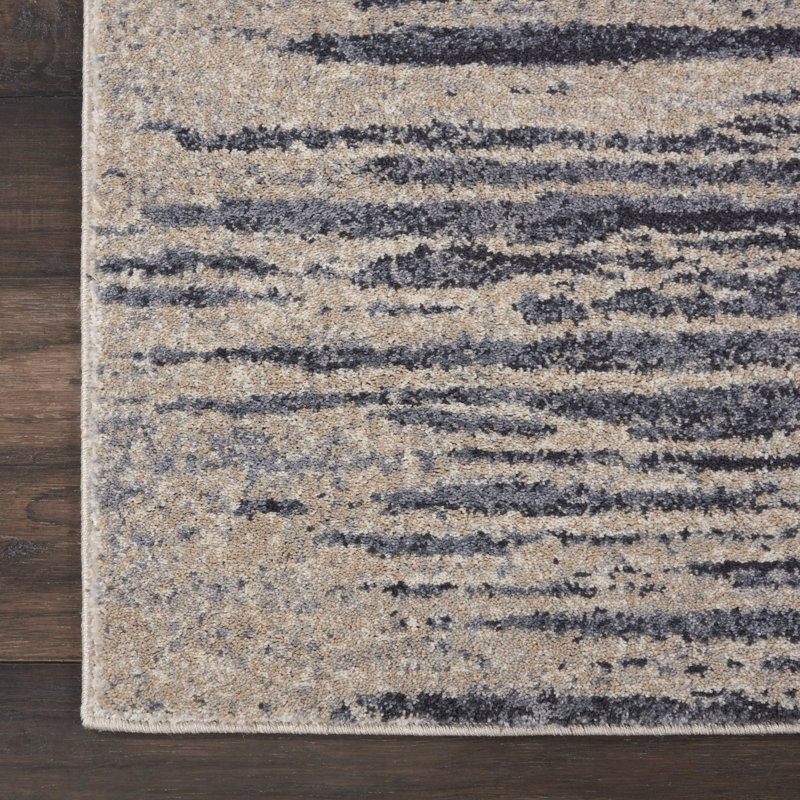 Tapis bleu marine / beige Ryanne, Rectangle 9 pi 3 po x 12 pi 9 po