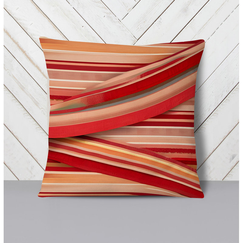 Throw Pillow With Insert, 16"H x 16"W, Red Abstract 25