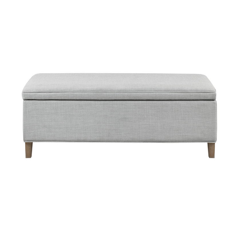 Caymus Light Grey Fabric Rectangular Storage Bench with Solid Wood Legs