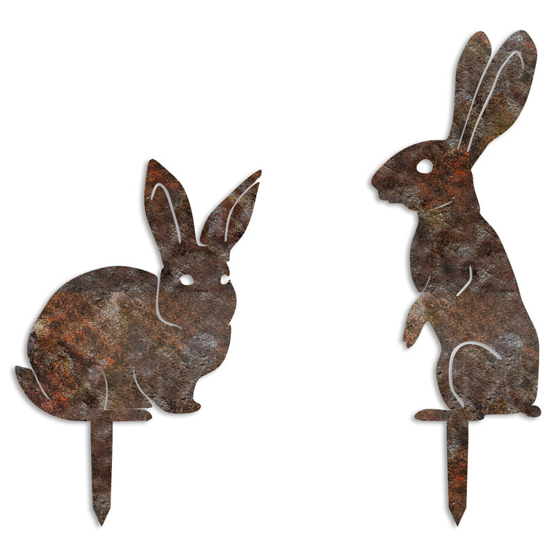 Elegant Hand-Painted Decorative Garden Object Set (2 Pieces), 20.5 x 13.8 inches & 22.0 x 9.4 inches | 100% Metal, Thickness: 0.06 inches | No Assembly Required, Unique Color Variations for Stylish Outdoor Décor