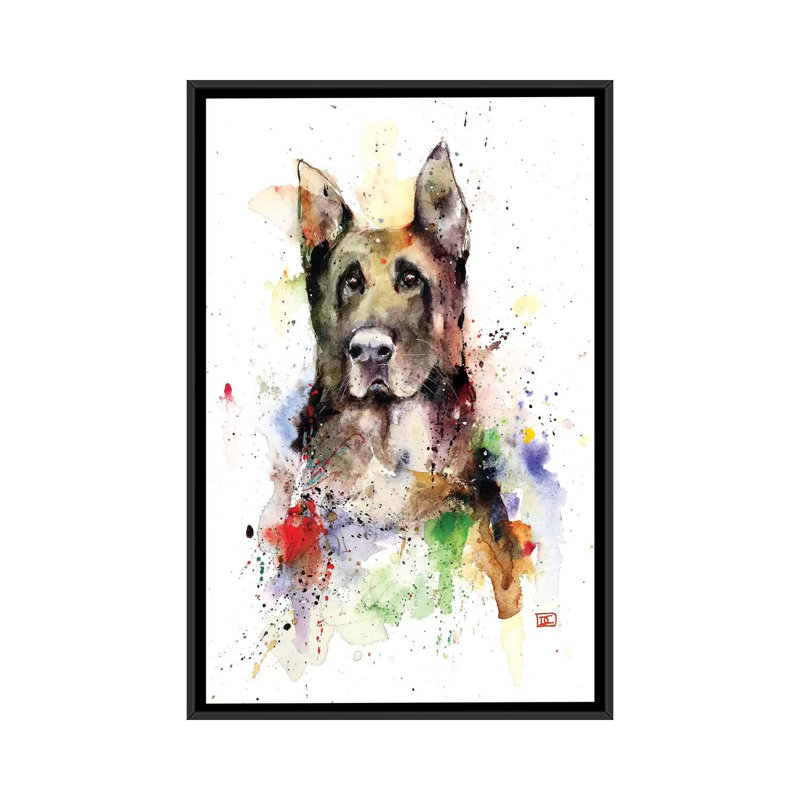 « german berger » par dean crouser,, reproduction d’impression sur toile tendue, H 26 po x l 18 po x P 1,5 po, Pas de tapis