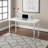 Caterina Computer Desk in White Laminate Finish and Silver Metal Frame, 29.7" H X 47.09" W X 23.6" D