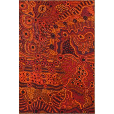 Orange Themed Mixed Abstract Shape Patterned Modern Decorative Carpet