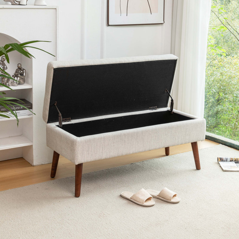 Banc de rangement à l'extrémité du lit avec charnières - sécuritaire et sécuritaire, la chambre à coucher de 43,3 po X 17,7 améliore le confort