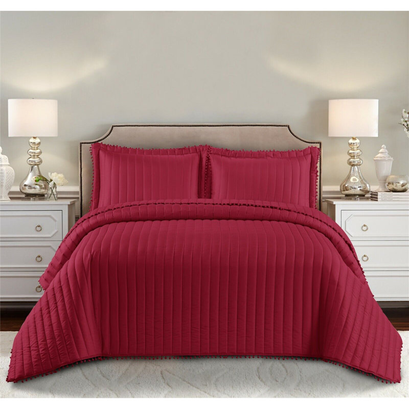 Kazanovicz Polyester No Pattern Bedspread, W200 x L200 cm, Red