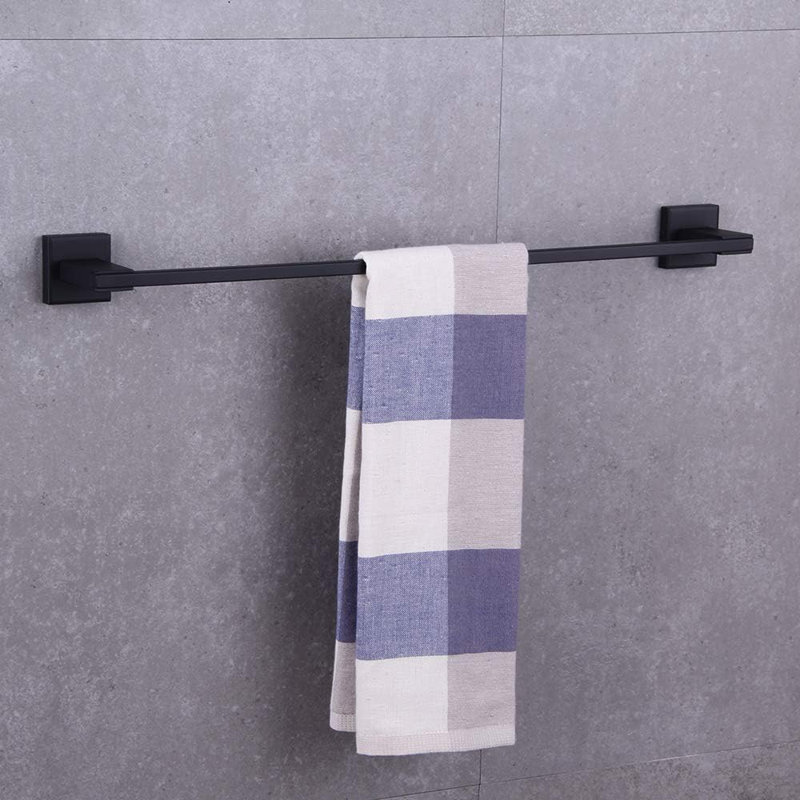Barre à serviettes 24 pouces en acier inoxydable noir mat, accessoire de salle de bain mural moderne
