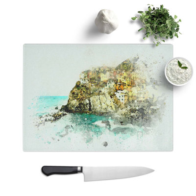 Glass Manorolo Cinque Terre in Italy in Abstract Chopping Board