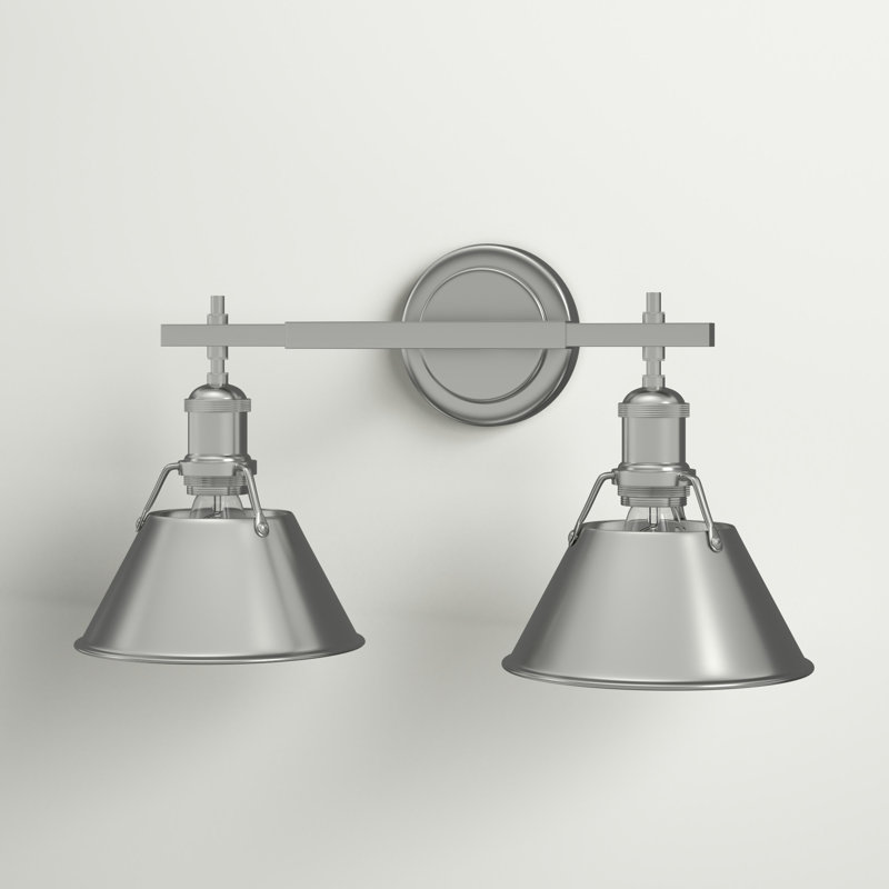 Pewter Steel Dimmable Vanity Light with Matte Black Shades