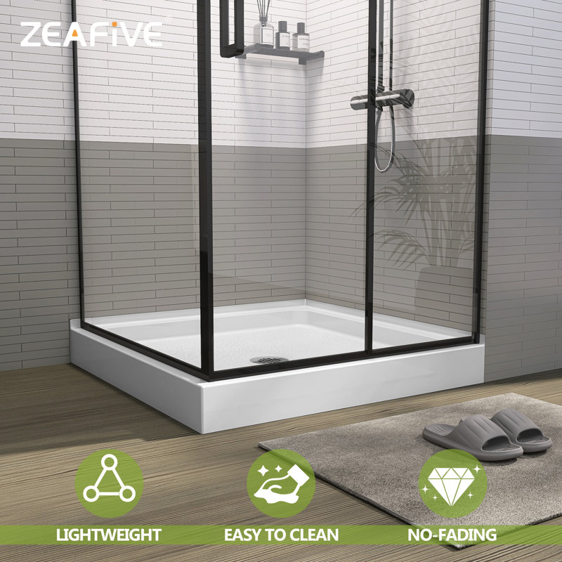 36 In. D X 36 In. W X 5 1/2 In. H Center  Drain Single Threshold Double Shower Base