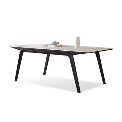 Plateau de table rectangulaire blanc en pierre frittée blanche avec table de salle à manger solide pour la salle à manger / cuisine