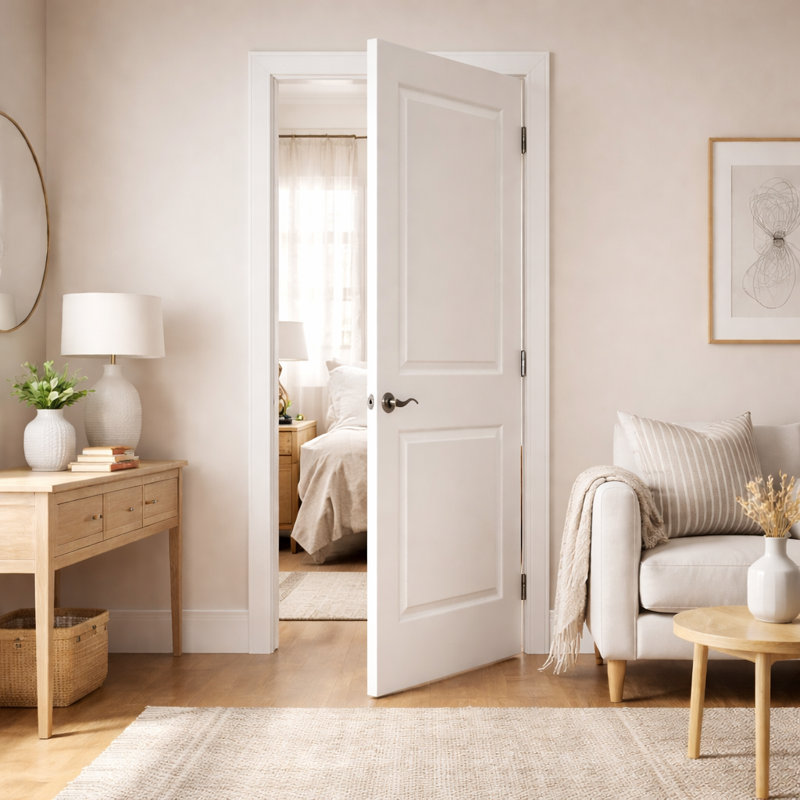 Porte intérieure moulée surélevée à 2 panneaux, âme creuse, apprêtée, 32 po x 80 po, Réversible