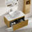 Absher 36'' Floating Oak Bathroom Vanity With Rectangular Marble Sink, Sensor LED & Drawer-678395463