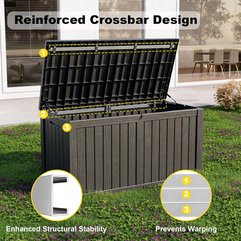 Black 150 Gallon Lockable Resin Outdoor Deck Storage Box