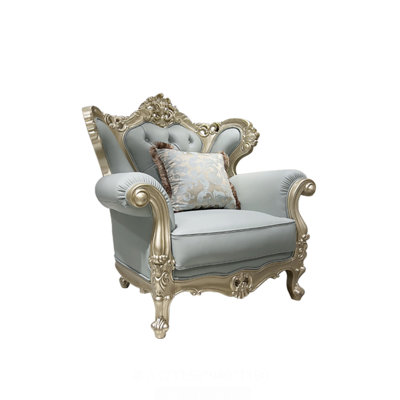 European-style Solid Wood Carved Chair Upholstered Armchair