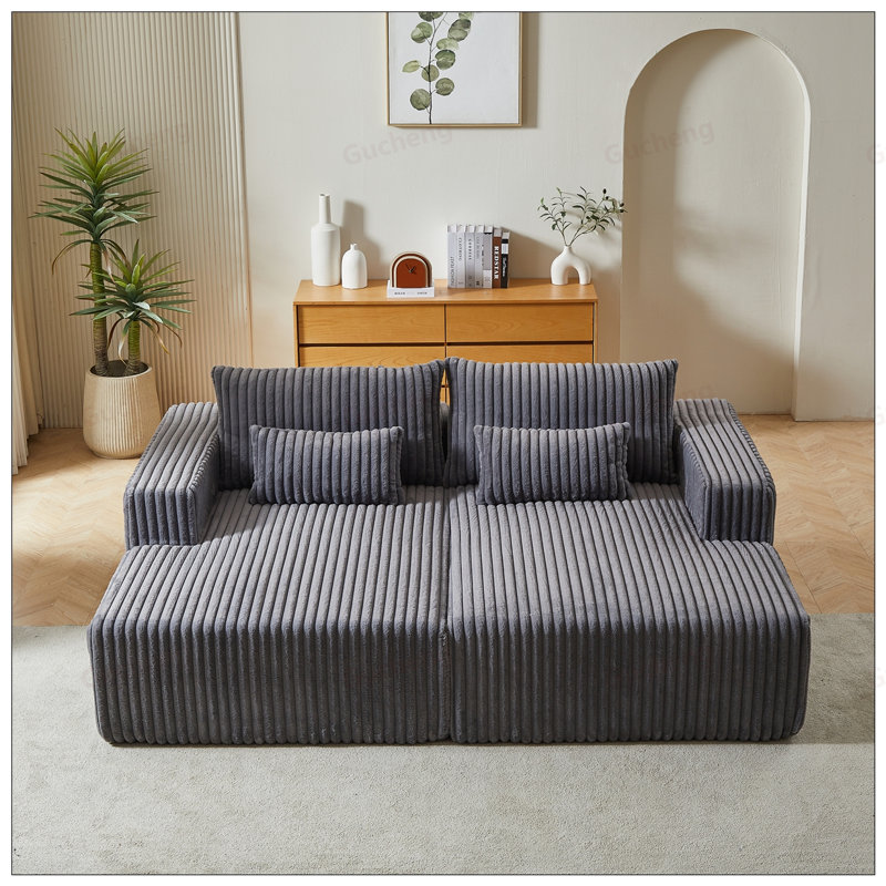 Chaise longue modulaire surdimensionnée de 87 pouces, aucun assemblage requis, causeuse en peluche avec canapé-lit inclinable, fauteuil-lit moderne moelleux pour la vie intérieure