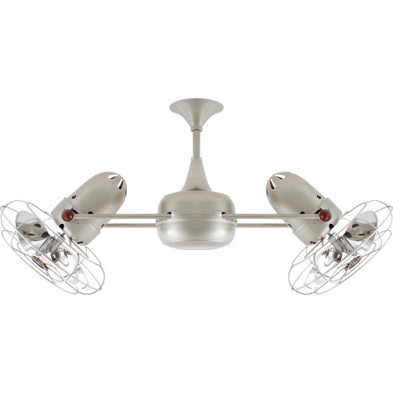 36" Duplo-Dinamico 6 Blade Ceiling Fan, 39" Wide, Brushed Nickel
