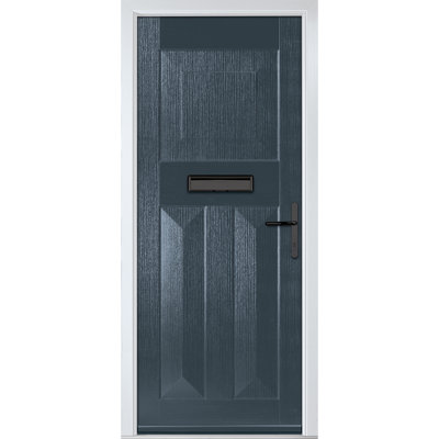 Crystal GRP Front door Eaton Solid Green 890mm x 2090mm Open in Left hand None Glass