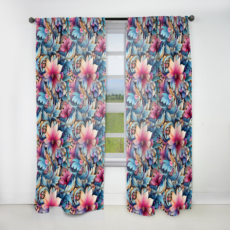 Enchanted Paisleys Emb I - Rideau floral - Rideau floral obscurcissant - 1 panneau, L 52 po x L 108 po
