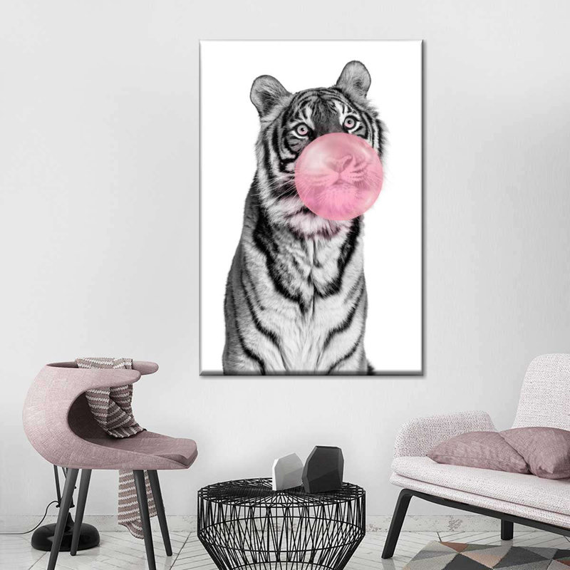 Impression sur toile Tiger Bubble Gum, H 45 po x l 30 po x P 1,25 po