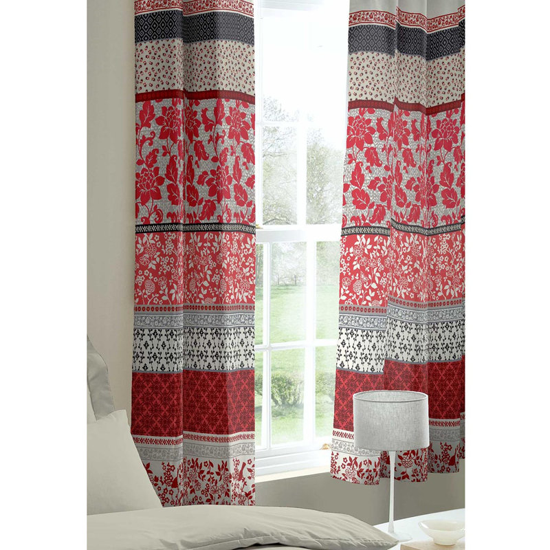 Oriental Birds Easy care Eyelet Curtains, Spice