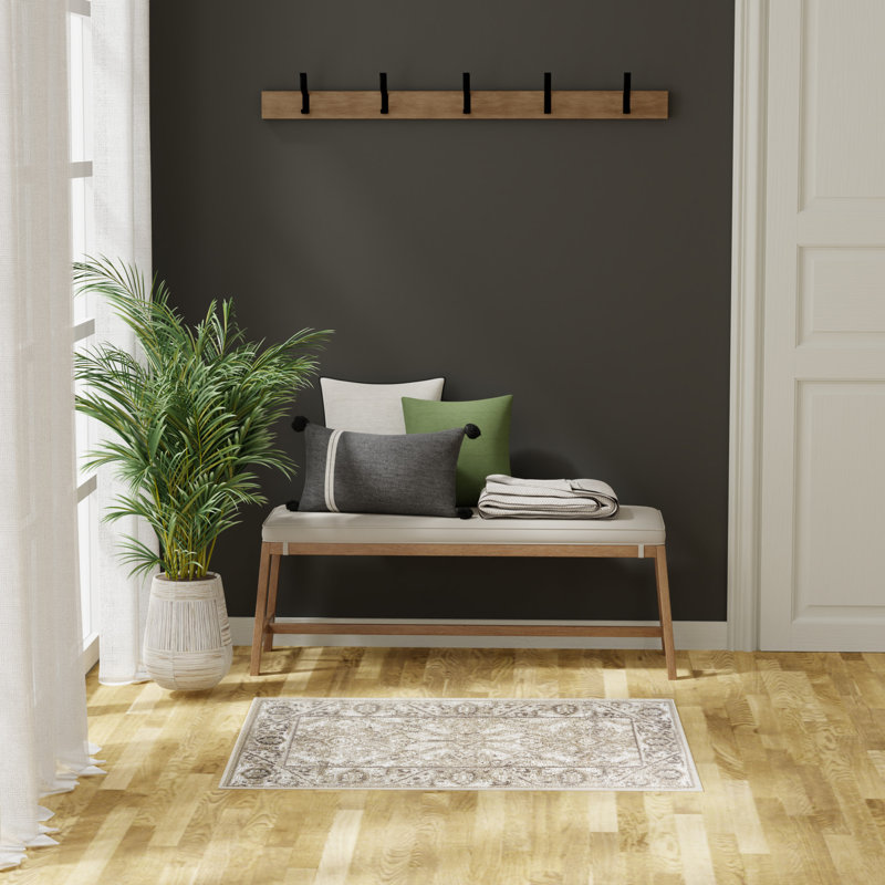 Tapis ivoire brun rétro 2 pi x 4 pi Lafever, Tapis de couloir 2 pi x 4 pi