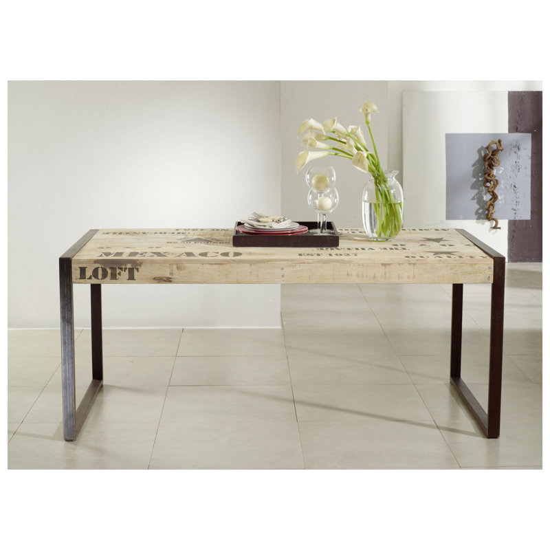 Factory Solid Wood Top Metal Base Dining Table, H76 x L140 x W90cm