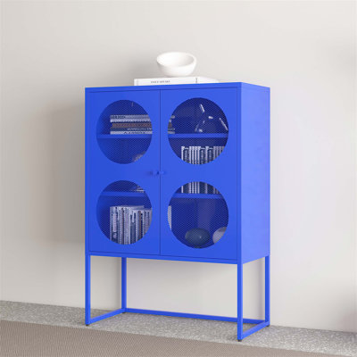 Armoire de rangement bleue avec portes, armoire d'appoint bleue moderne, armoire autoportante, buffets, armoire de salle à manger, crédence de bureau 