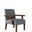 De 2 fauteuils d'appoint en tissu gris avec table ronde en bois, structure en bois franc pour la chambre à coucher, le salon et le bureau