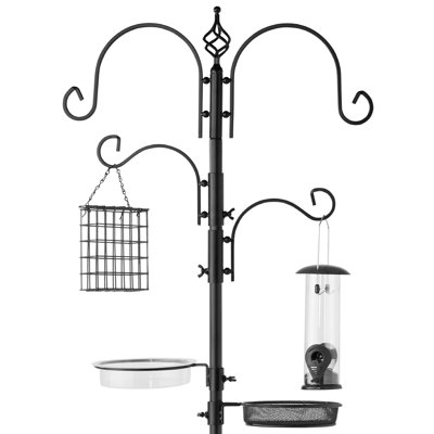 4Hook Bird Feeding Station Steel Feeder Stand W 2 Bird Feeders  91In