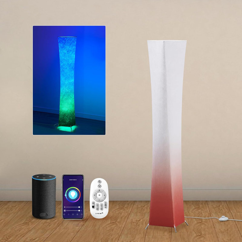 Rgb Color Changing Floor Lamp With Adjustable Brightness & Temperature, Smart Control Via App, Remote, Voice, Eye-Caring Led Bulbs, Durable Design For Living Room, Bedroom, Office