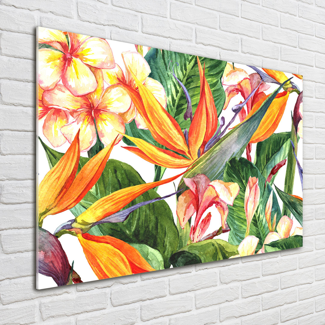 Tropical Flowers - Unframed Art Prints on Glass