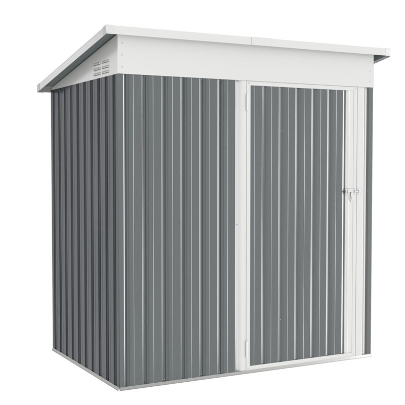 5 ft. W x 3 ft. D Metal Overlap Pent Storage Shed , Dark Grey