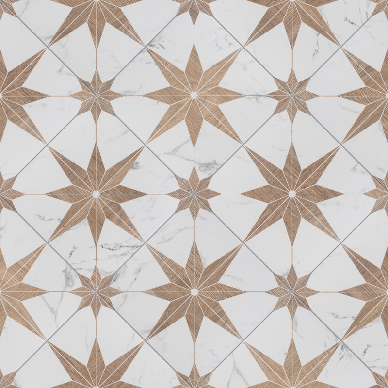 Llama Stella Loire 10" x 10" Porcelain Marble Look Wall & Floor Tile, Noce