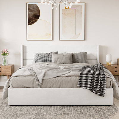 Braya Hydraulic Lift Up Storage Upholstered Platform Bed
