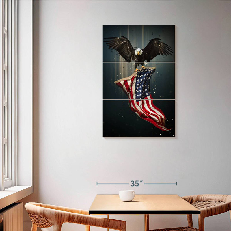 Borges Eagle And American Flag, 65" H x 42" W