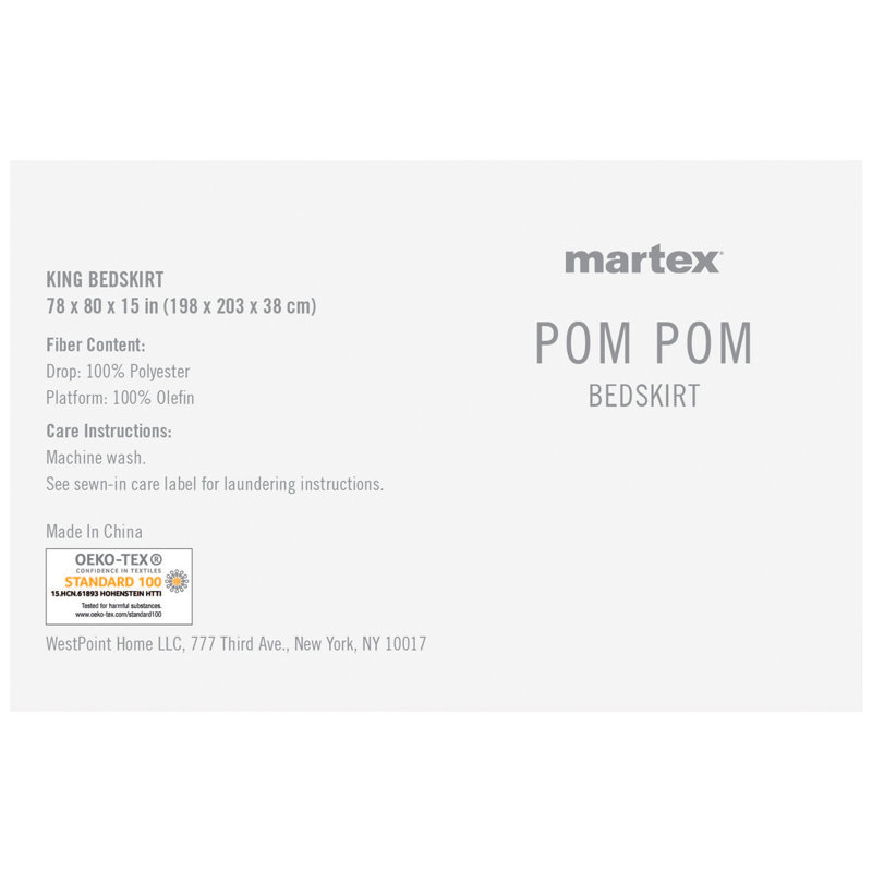 Martex Pom Pom Tassle Platform Bedskirt, King 