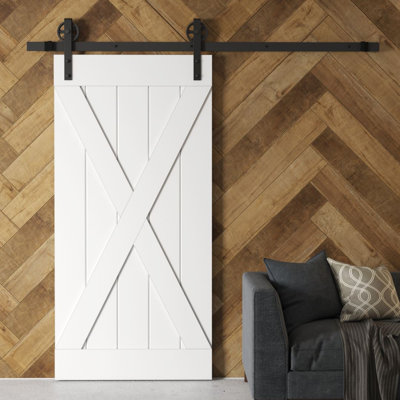 40'' x 83'' Solid Wood Paneled without Installation Hardware Kit Barn Door