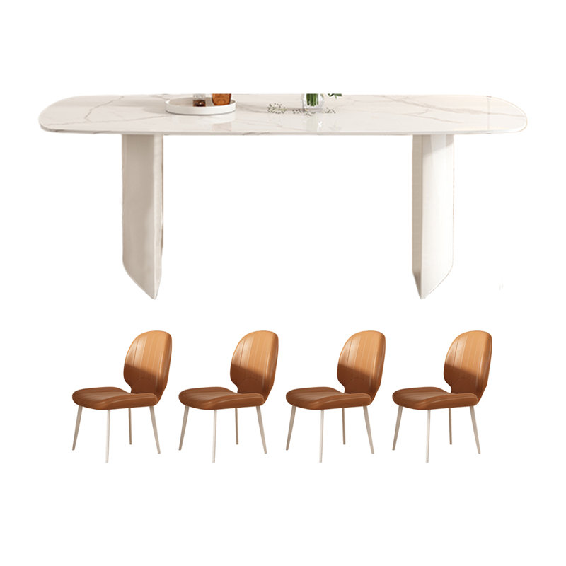 Glossy Snowflake White Dining Table, 29.52"H x 55.11"L x 31.49"W