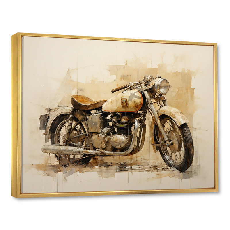 Minimalisme à moto sur toile, H 34 po x l 44 po x P 1,5 po, Cadre flottant doré