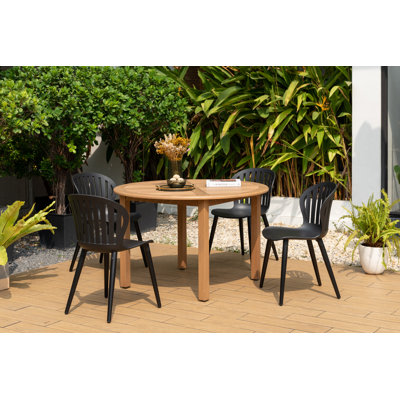 Anautica Outdoor Patio 5pc 100% FSC Certified Wood and Aluminum Dining Set