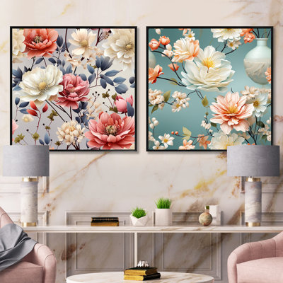 Crader - Ensemble de 2 collages carrés floraux