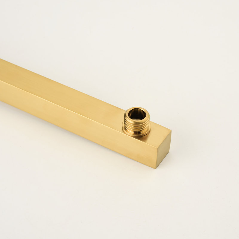 Golden Shower System With Head, Hand Shower, Slide Bar, Bodysprays, Arm, Hose, Valve Trim And Lever Handles. Self-cleaning Head For Natural Rainfall Ambiance. , Brass. 12.32 In. Depth, 59.36 Width,