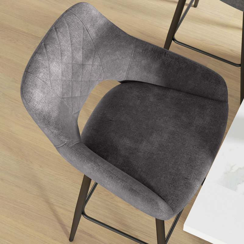 Orduna Upholstered Counter Stool with Metal Frame, Charcoal Grey