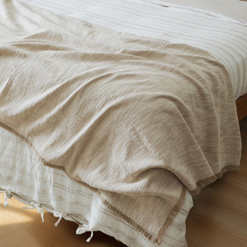 Tranquil Oatmeal Weave Throw, Cream Throw Blanket For Couch or Bed, Soft Throw Blanket