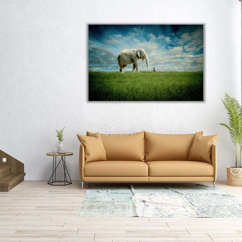 «Elephant Follow Me», reproduction d'art sur toile, H 20 po x l 30 po