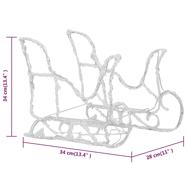 Lighted Reindeer and Sleigh Christmas Decoration with LEDs Acrylic, Blue