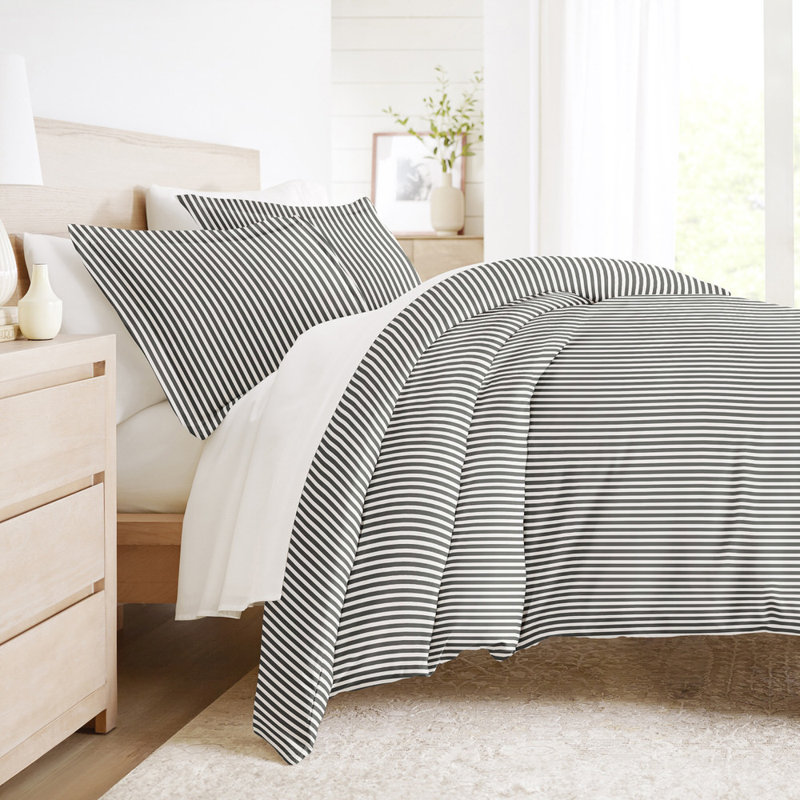 Duvet Cover Set Patterned Microfiber Ultra Soft Bedding in Ribbon, King Duvet Cover + 2 Standard Shams