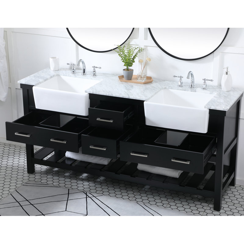 Meuble-lavabo double 72 po Pelaghia, Noir